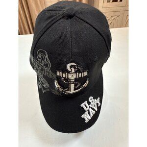 U.S. Navy Embroidered Black Adjustable Baseball Cap With Anchor Graphic